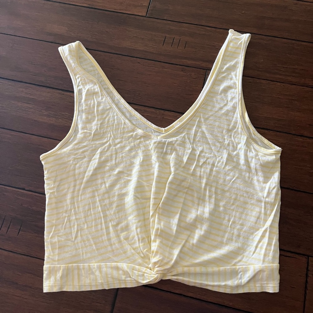 Pacsun yellow and white striped crop top